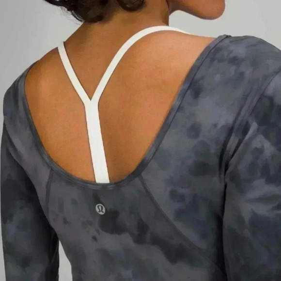 Lululemon Align Long Sleeve Cropped Shirt Tie Dyed Black Gray - Picture 5 of 10